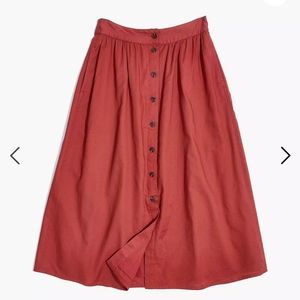 Madewell Palisade Button-Front Midi Skirt